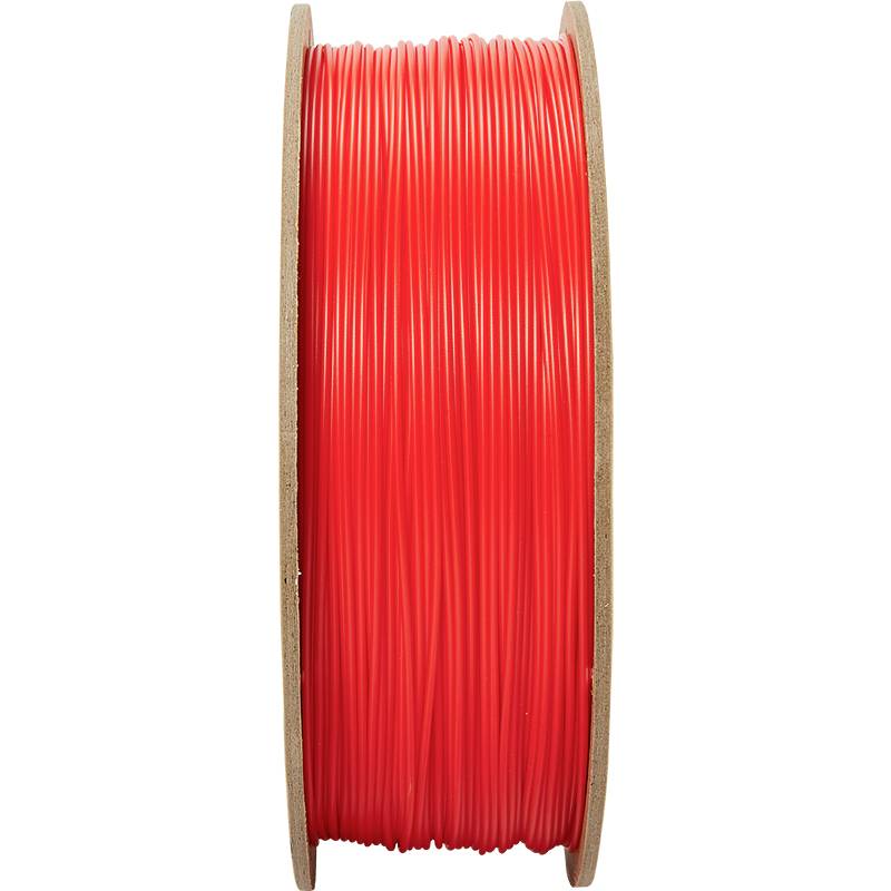 Rode kunststofspoel met 3D-printer-filament.