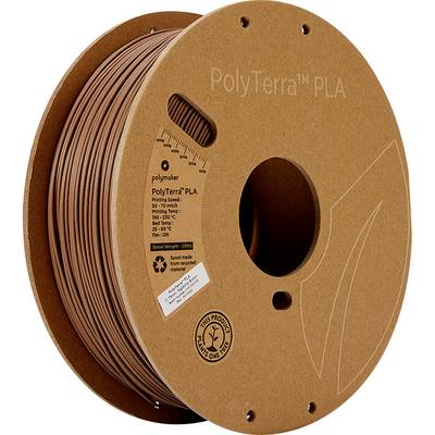 Bruine 3D-printfilamentrol uit PolyTerra PLA, geschikt voor milieubewuste toepassingen.
