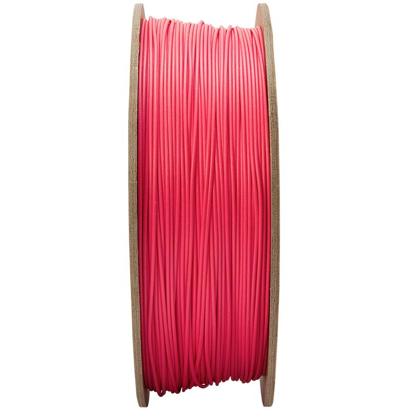 Een spoel met rood 3D-printer-filament, dat wordt gebruikt voor het maken van objecten met een 3D-printer.