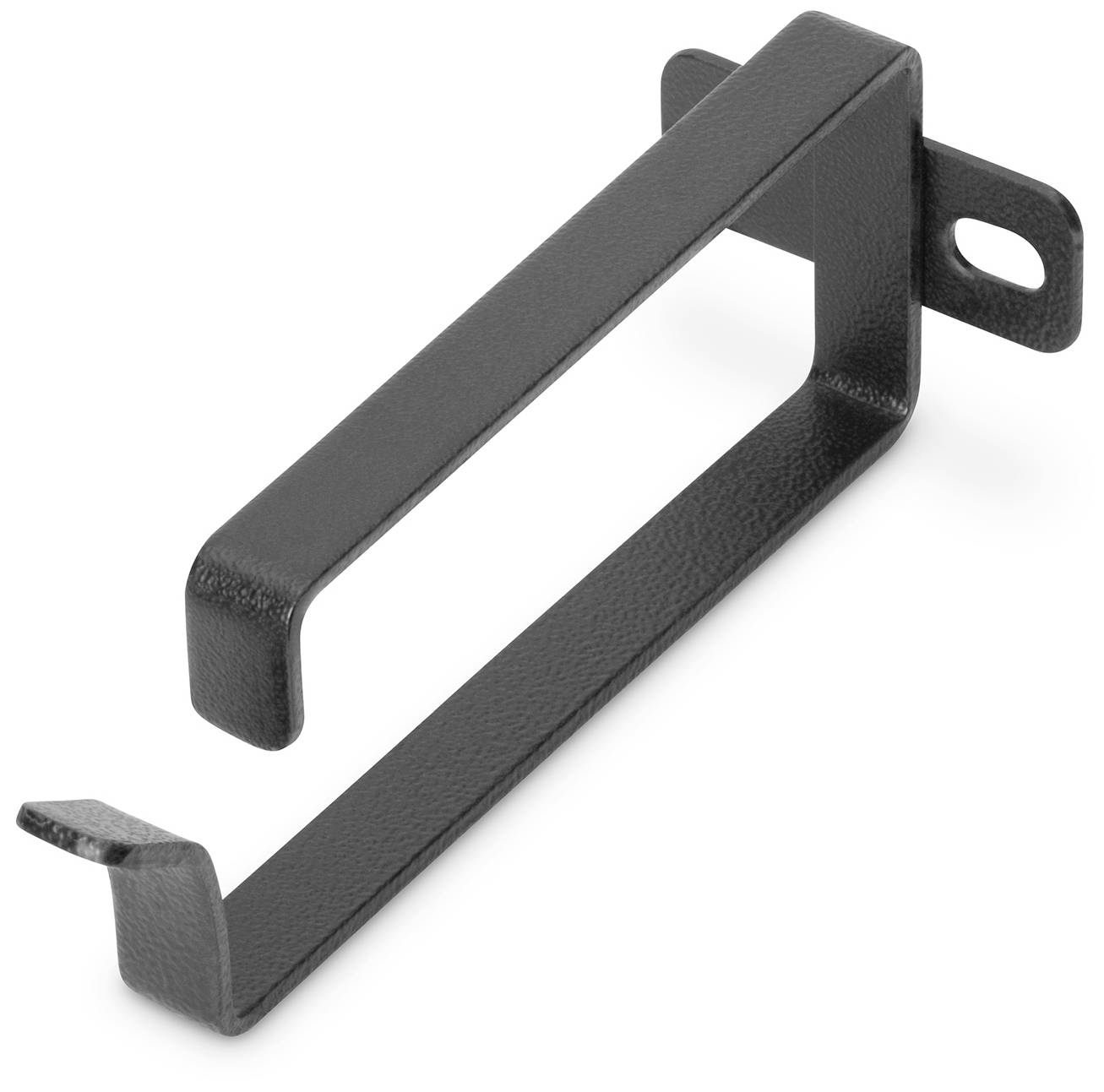 Metalen beugel met rechthoekig frame en twee bevestigingsgaten aan de zijkanten, in zwart.