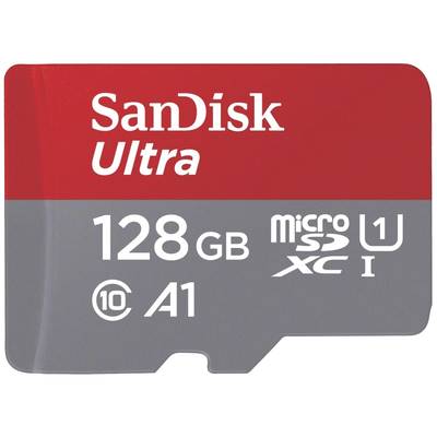 'MikroSD-kaart SanDisk Ultra 128 GB, microSDXC, Klasse 10, A1, UHS-I.'