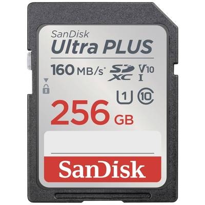 SanDisk SDXC Ultra PLUS 256GB (Class10/V10/UHS-I/160MB/s) SDXC-kaart 256 GB Class 10, UHS-Class 1 