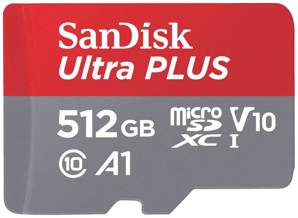 SanDisk microSDXC Ultra PLUS 512GB (A1/UHS-1/Cl.10/160MB/s) + Adapter microSDXC-kaart 512 GB A1 Application Performance -1
