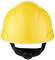 Gele veiligheidshelm tegen witte achtergrond.