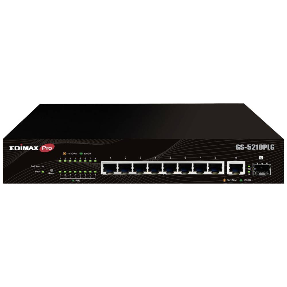 EDIMAX GS-5210PLG Netwerk switch RJ45-SFP 8 + 2 poorten 20 GBit-s PoE-functie