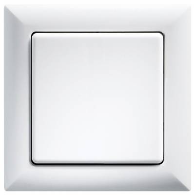 Een witte lichtschakelaar aan de muur, vierkant met een gladde oppervlakte, geschikt voor binnenshuis.