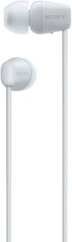 Witte bedrade in-ear koptelefoon, gemarkeerd met 'Sony'.