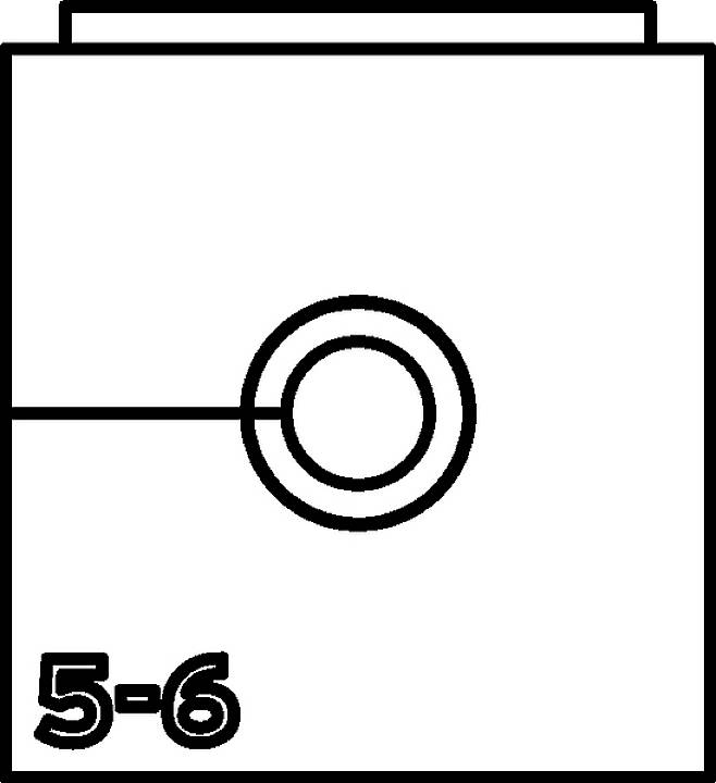 Op de afbeelding is het Pokéball-symbool te zien in het midden van een vierkant veld, linksonder staat '5-6'.