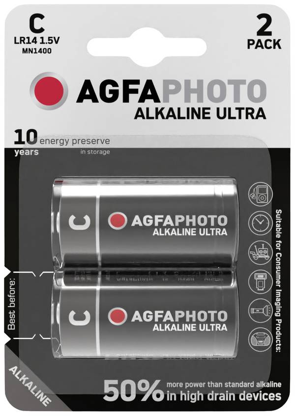 AgfaPhoto Ultra LR14 C batterij (baby) Alkaline 1.5 V 2 stuk(s)