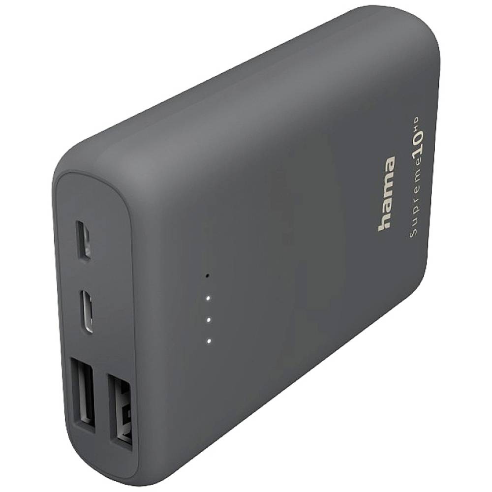 Hama Supreme 10HD Powerbank 10000 mAh LiPo USB-A, USB-C® Donkergrijs