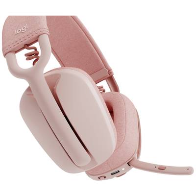 Draadloze roze headset met microfoon en zachte kussentjes voor comfortabel gebruik, ideaal voor gaming of langdurig gebruik.
