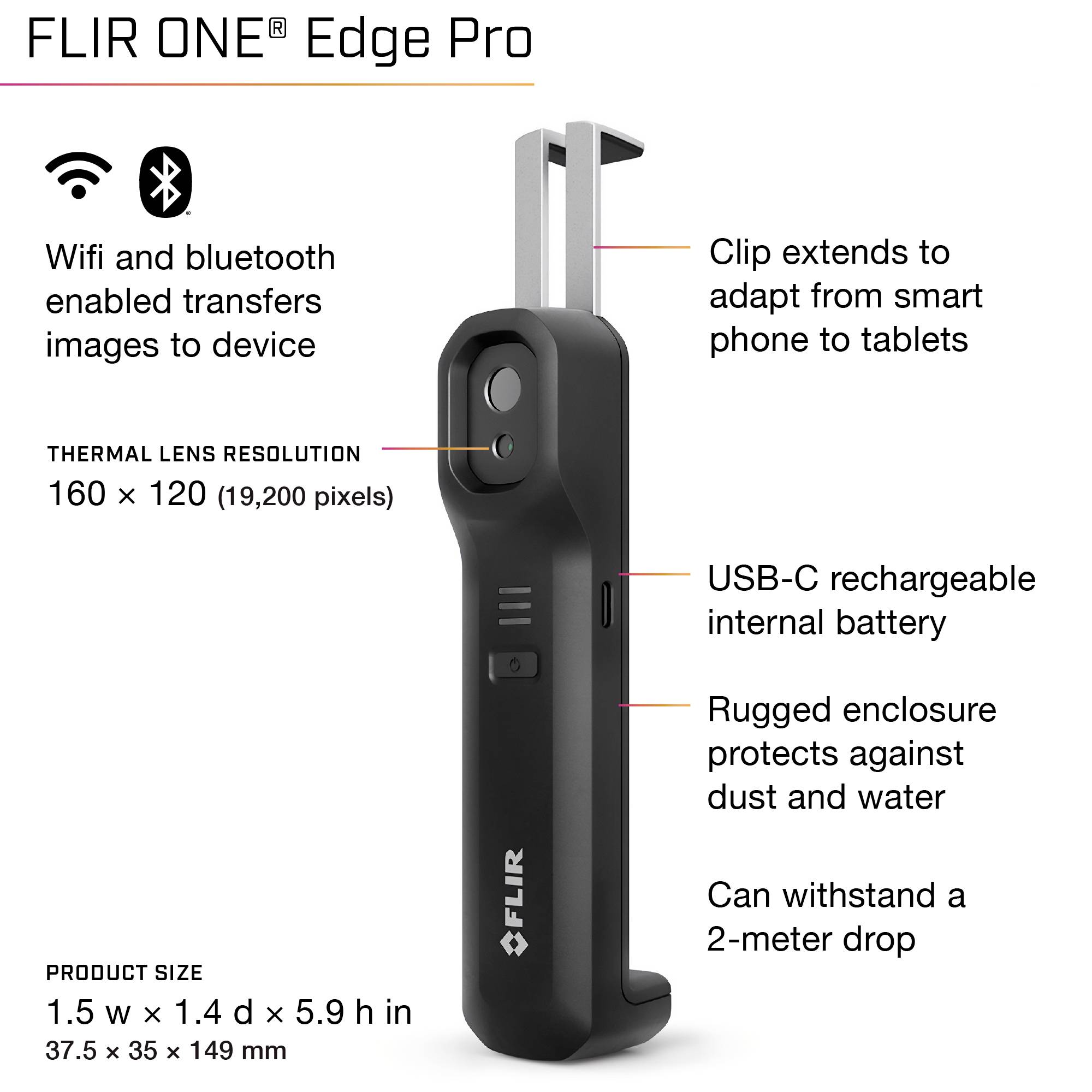 FLIR EDGE PRO Warmtebeeldcamera -20 tot +400 °C 160 x 120 Pixel 8.7 Hz-8