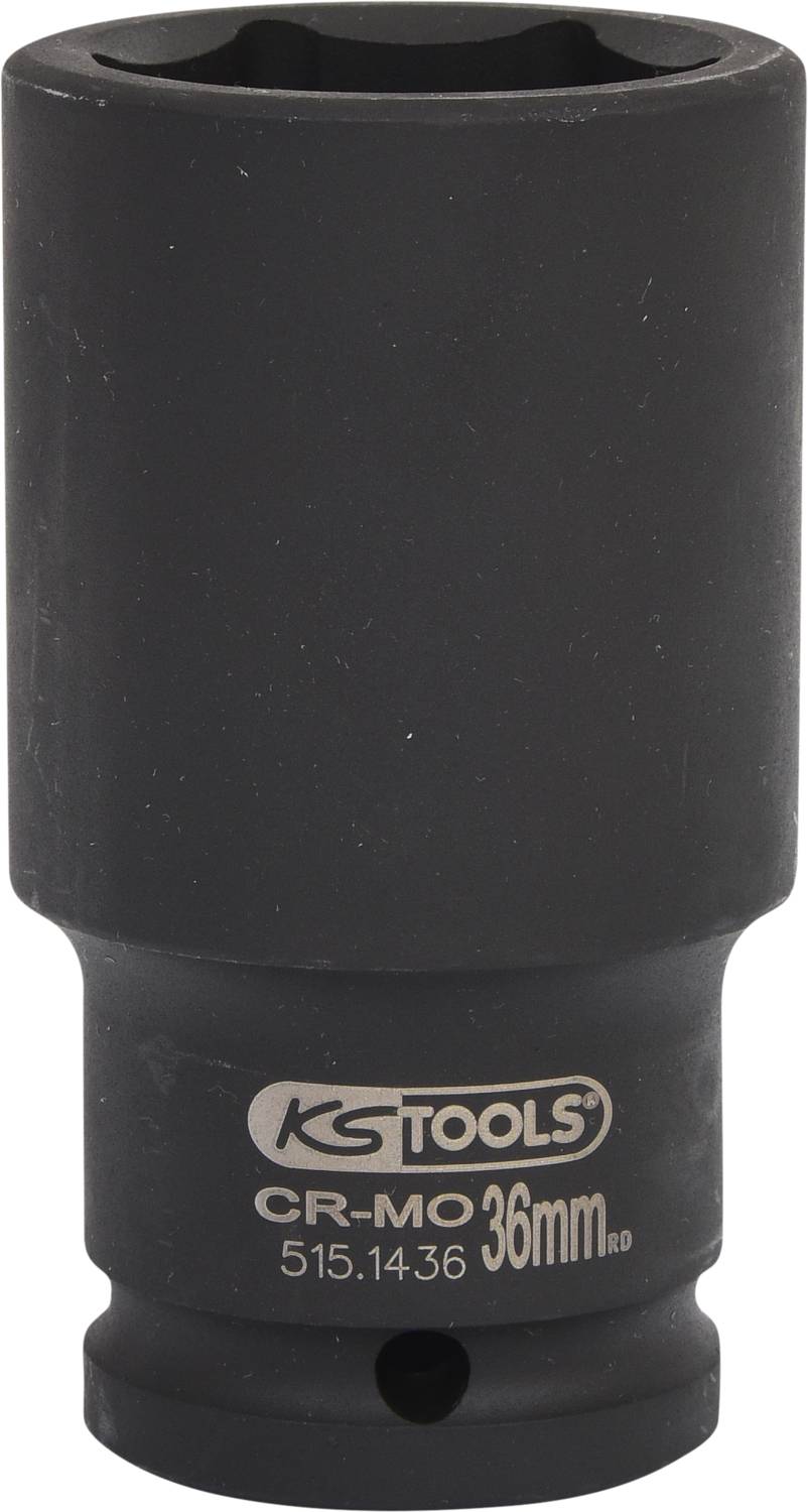 Een zwarte steeksleutel van KS Tools, maat 36mm, vervaardigd uit chroom-molybdeen staal (CR-MO), geschikt voor zware toepassingen.
