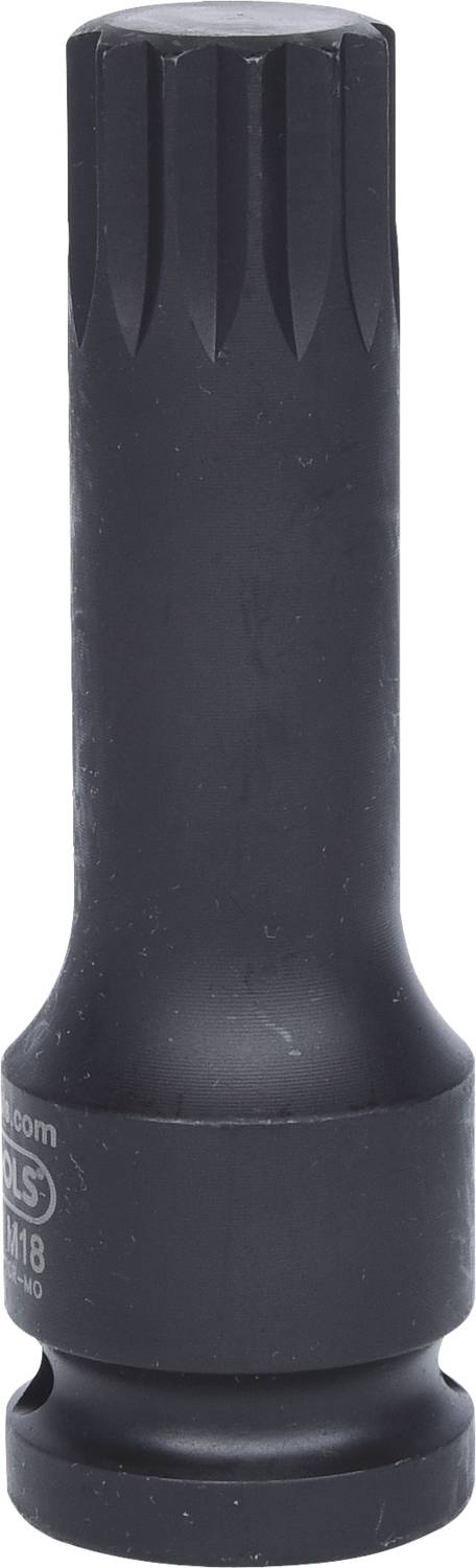 Donkere, cilindrische dopmoer met geribde bovenkant en zeskante basis, gebruikt voor het losdraaien of vastdraaien van schroeven.
