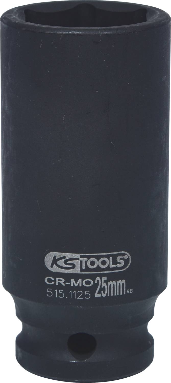 'KS Tools' dopsleutelinzet, 25 mm, van CR-MO-staal, robuust ontwerp geschikt voor gebruik met slagschroevendraaiers.