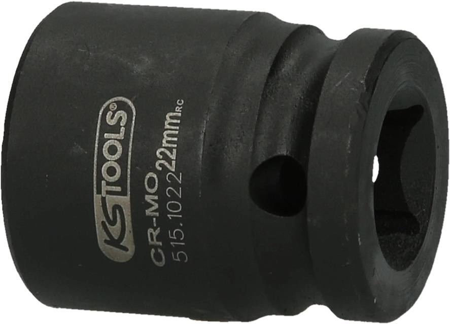 Zwarte zeskant dopsleutel met 22 mm maat van KS Tools, geschikt voor mechanische reparaties en industriële toepassingen.