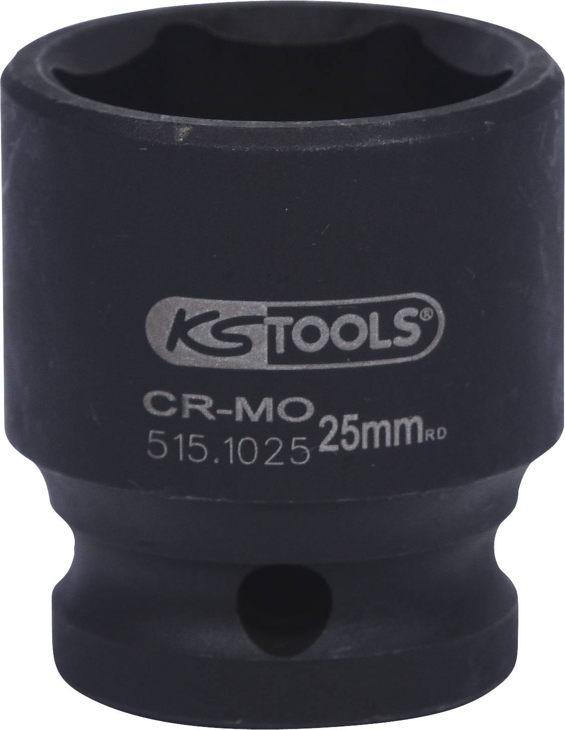 Een zwarte moer van KS Tools met opschrift 'CR-MO 25mm'.