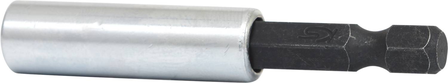 Cilindrische magneet met zwarte zeskantschacht, vaak gebruikt bij boormachines en schroevendraaiers.