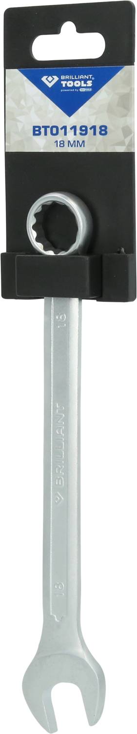 Moersleutel met verpakking en opschrift '19 MM'.