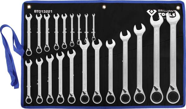 Brilliant Tools BT013221 BT013221 Ringsleutel met ratelset  Sleutelbreedte (metrisch) 8 - 53 mm