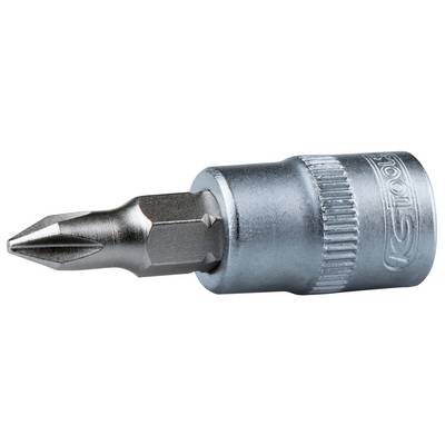 Metalen schroefkop met kruiskop, geschikt voor schroevendraaier.