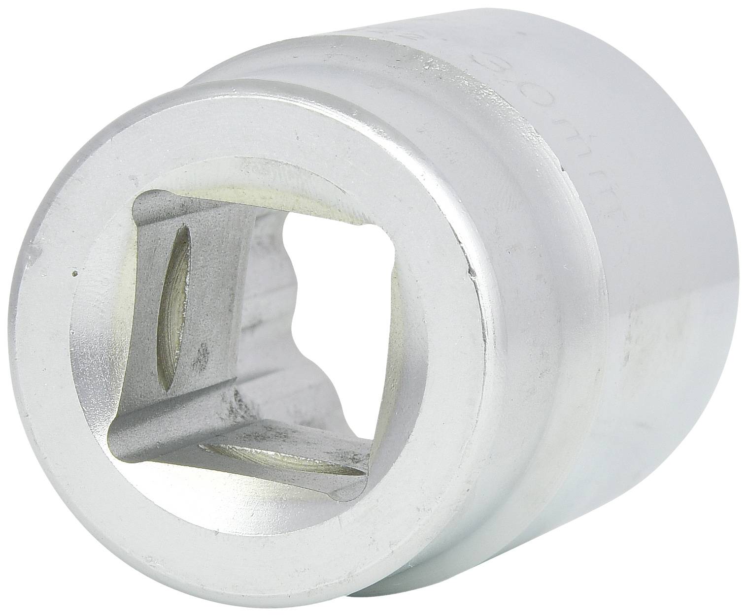 Zilveren dopsleutelinzet voor schroefwerkzaamheden, vierkante opening voor bevestiging op een momentsleutel.