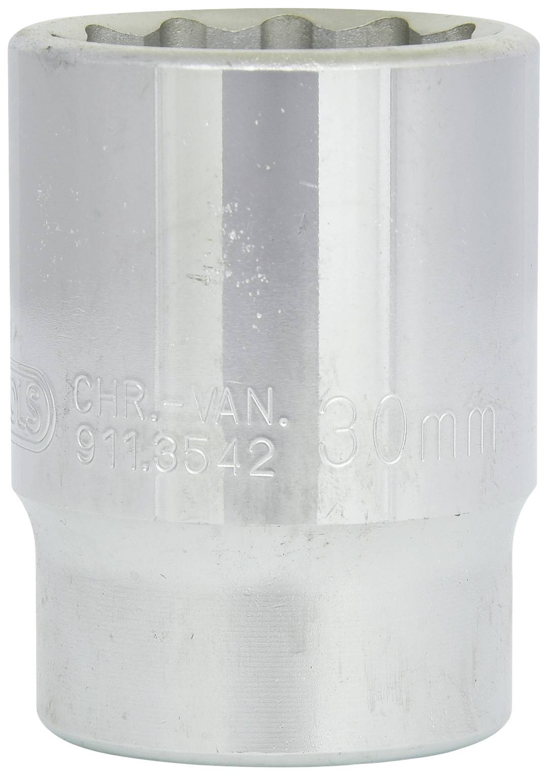 Een zilveren steeksleutelopening met de vermelding '30 mm', vervaardigd door CHR. VAN. Modelnummer 911.3542.