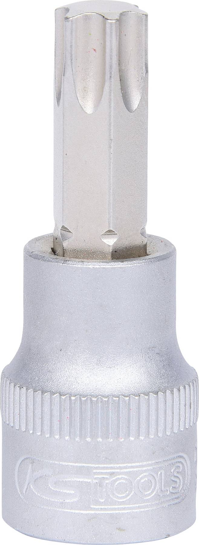 Metalen steeksleutel met speciale vertanding aan de punt, gebruikt voor specifieke schroefverbindingen in de mechanica.