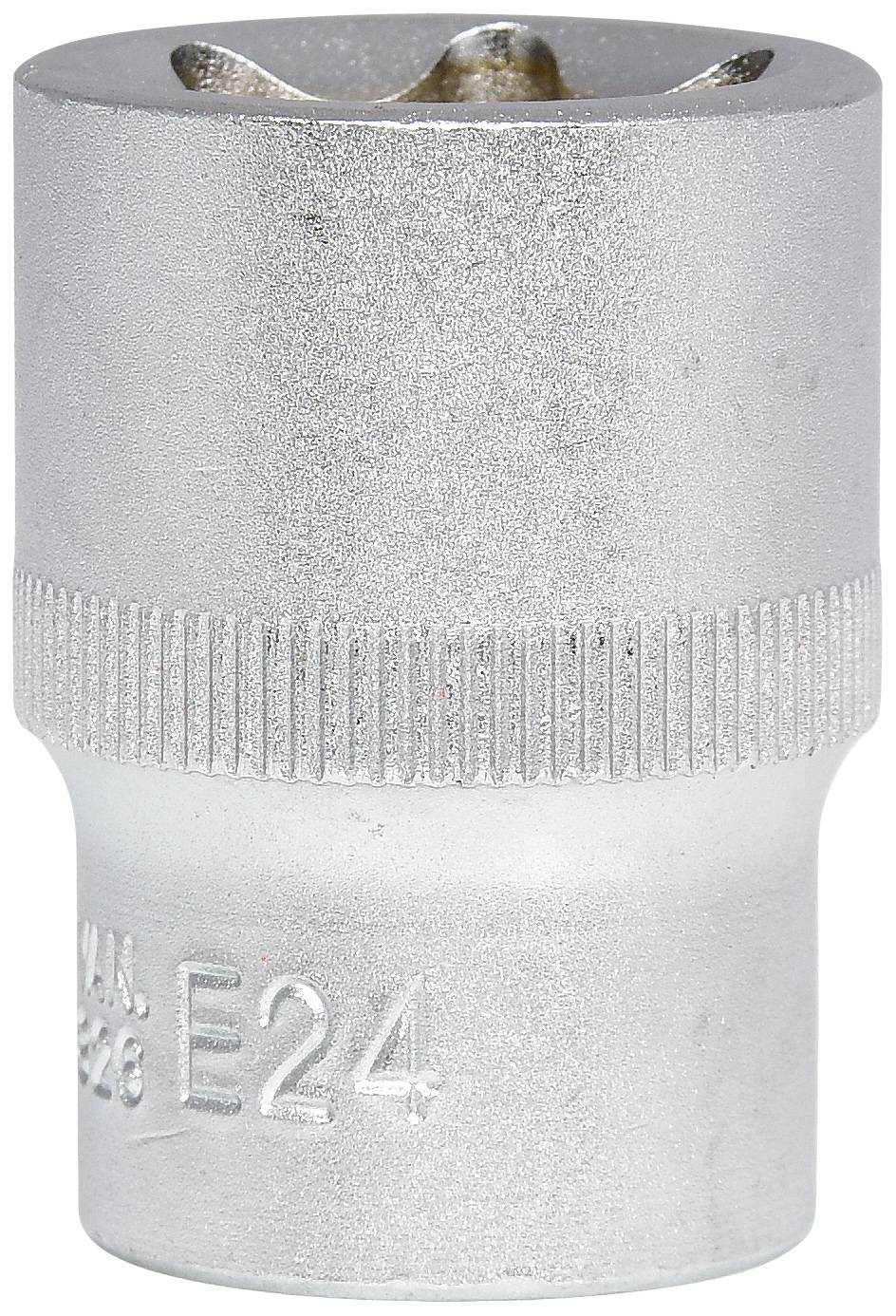 E24-steeksleutel met 12-kantig profiel, zilverkleurig, voor gebruik met bijpassende schroeven en moeren in mechanische toepassingen.