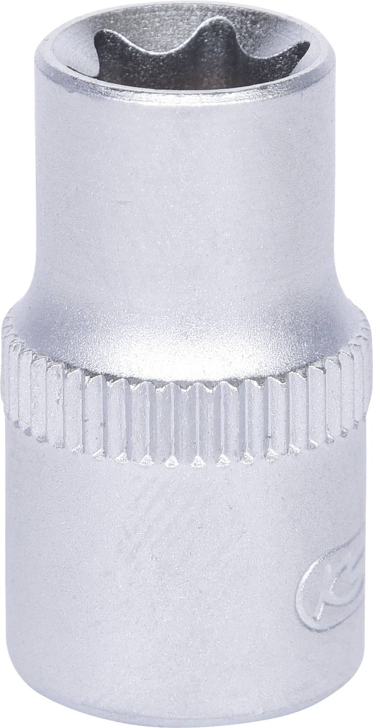 Metalen steekmoer, cilindrische vorm, gegroefde greep voor betere grip, geschikt voor mechanische toepassingen.