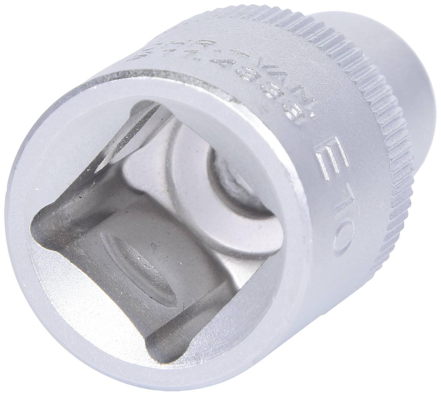 Afbeelding van een zilveren steeksleutel, 10 mm. Hij wordt gebruikt voor het losdraaien of vastdraaien van schroeven en moeren bij mechanische werkzaamheden.