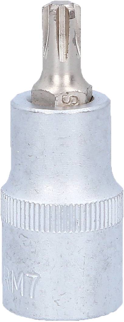 'Spline-bit RM7 met metalen kap, geschikt voor schroeven met speciale vertanding.'