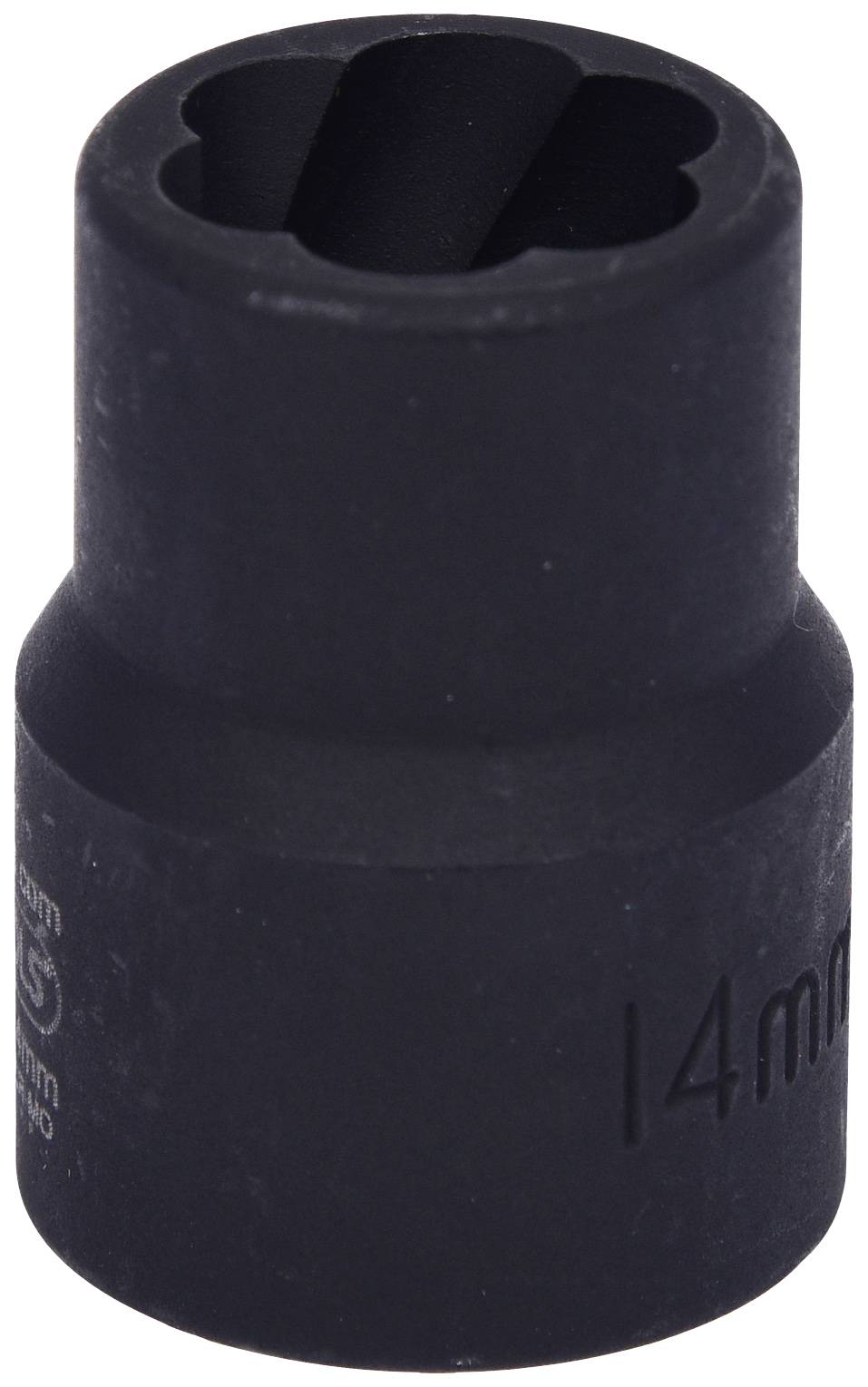 'Zwarte zeskante borgmoer, ingelegd, maat 14mm, van metaal.'