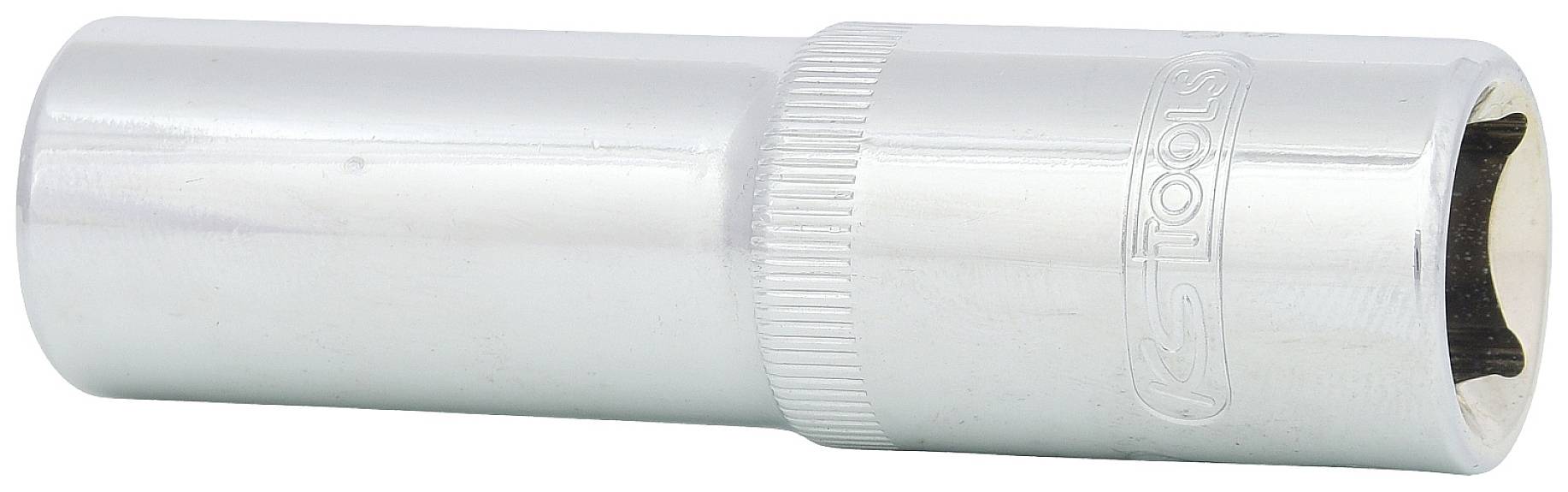 Zilveren steekmoer voor steeksleutels, cilindrische vorm met geribbeld oppervlak voor betere grip, gebruikt in mechanische toepassingen.