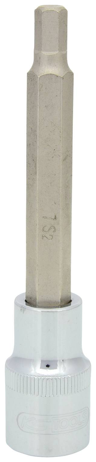 Een zeshoekige metalen bithouder met een handgreep, bedoeld voor gebruik met een dopsleutel.