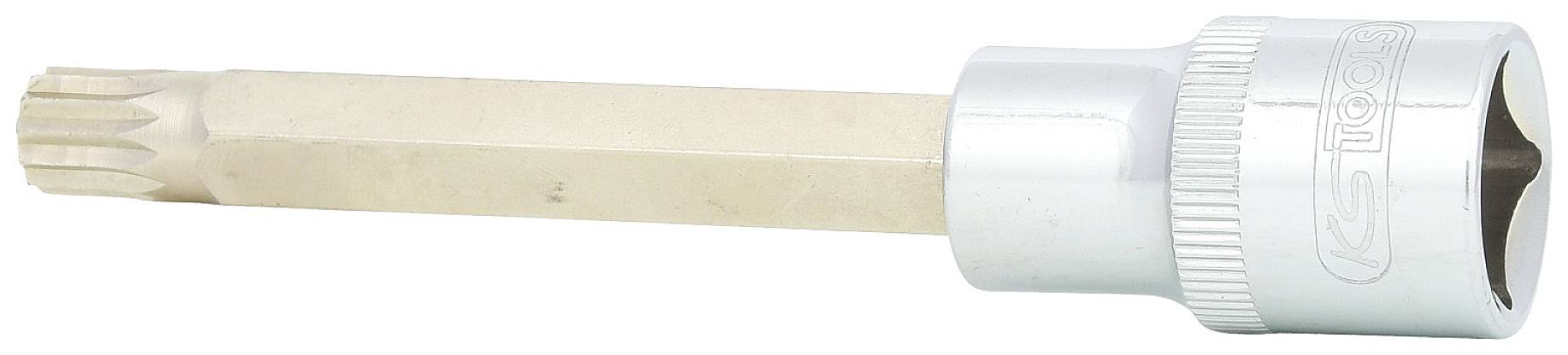 Een zilveren steeksleutelset met een gouden, stervorming Torx-bit.