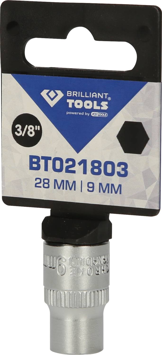 Steekmoer met houder van 'Brilliant Tools', maat: 3/8", afmetingen: 28 mm x 9 mm, kleur: zilver.