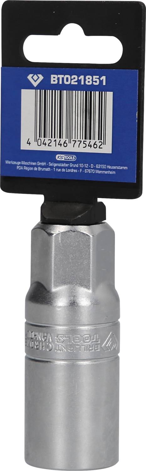 Metalen gereedschapskoppeling in een blauwe verpakking met productnummer 'BT021851' bovenaan, barcode eronder.
