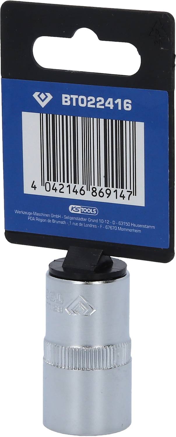 Steekmoer met barcode en productnummer BT022416. Verpakt voor weergave in een gereedschaps- of bouwmaterialencatalogus.