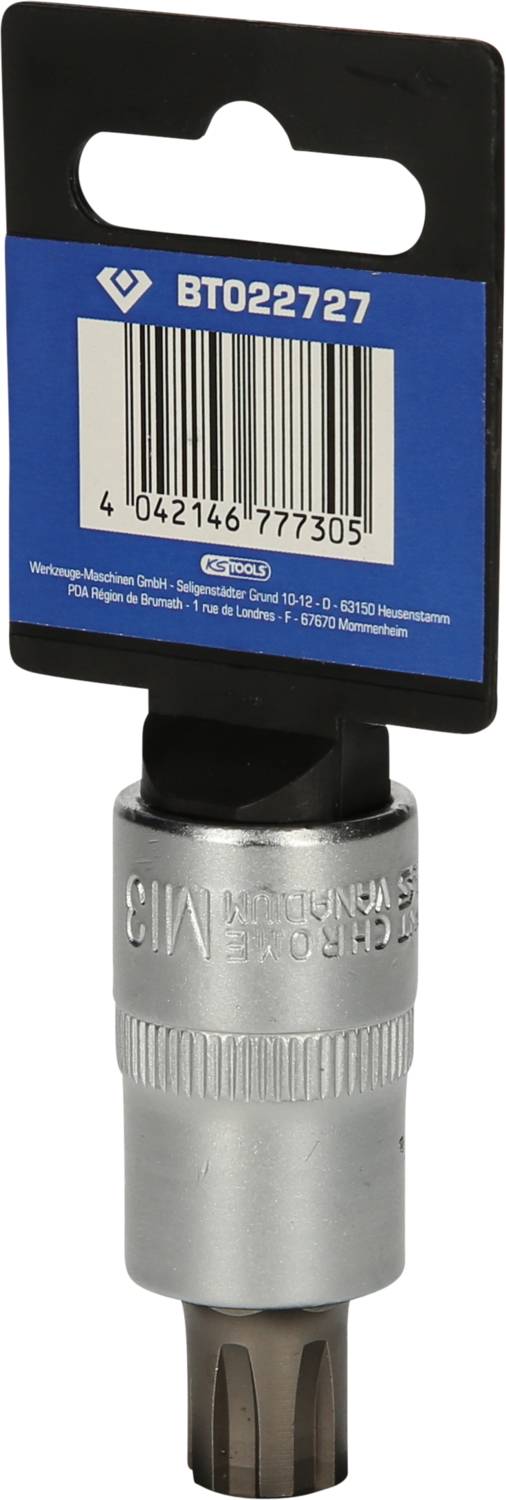 Torx-bit M13 met houder en barcode, geschikt voor gereedschappen, verpakking met artikelnummer BT022727.