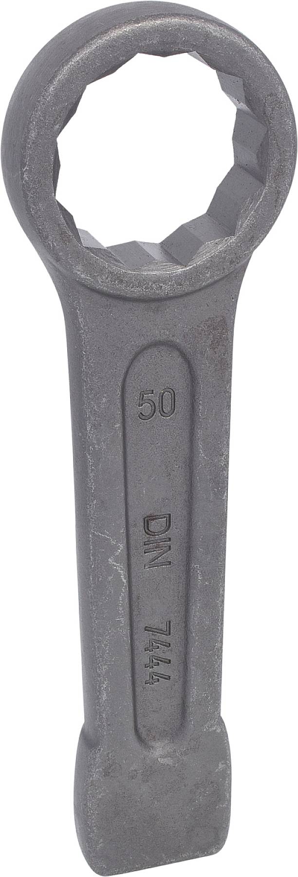 Een zware zeskantsleutel met de opdruk 'DIN 7444' en '50', geschikt voor industriële of mechanische toepassingen.
