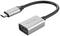 USB-C naar USB-A adapterkabel van Hyper, zilver, met zwart snoer.