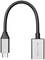 USB-C-naar-HDMI-adapter met zwart kabel en zilveren aansluitingen. Het merk 'Hyper' is zichtbaar op de HDMI-stekker.
