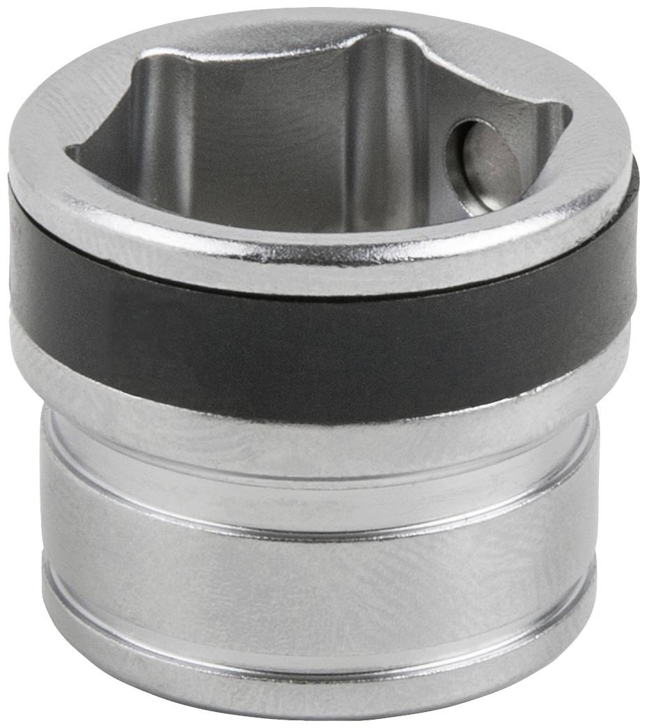 Metalen steeksleutel met zwarte rubberen ring, gebruikt voor het vastdraaien of losdraaien van moeren in mechanische toepassingen.