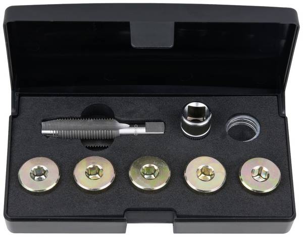 KS Tools 150.4930 Olieaftapschroef-schroefdraadreparatieset, 12-delig M17 x 1,5