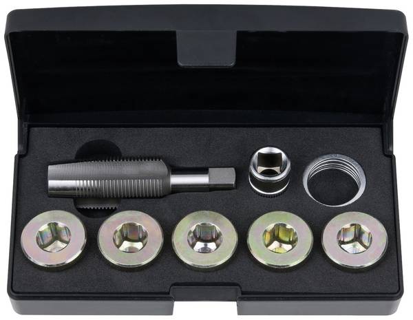 KS Tools 150.4945 Olieaftapschroef-schroefdraadreparatieset, 12-delig M22 x 1,5