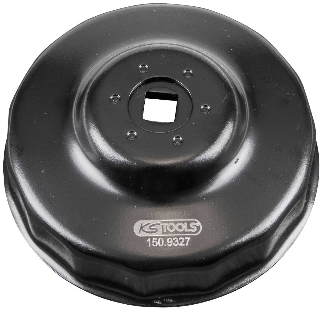 Zwarte gereedschapsset-adapter van KS Tools, rond met vierkante aansluiting, modelnummer 150.9327.