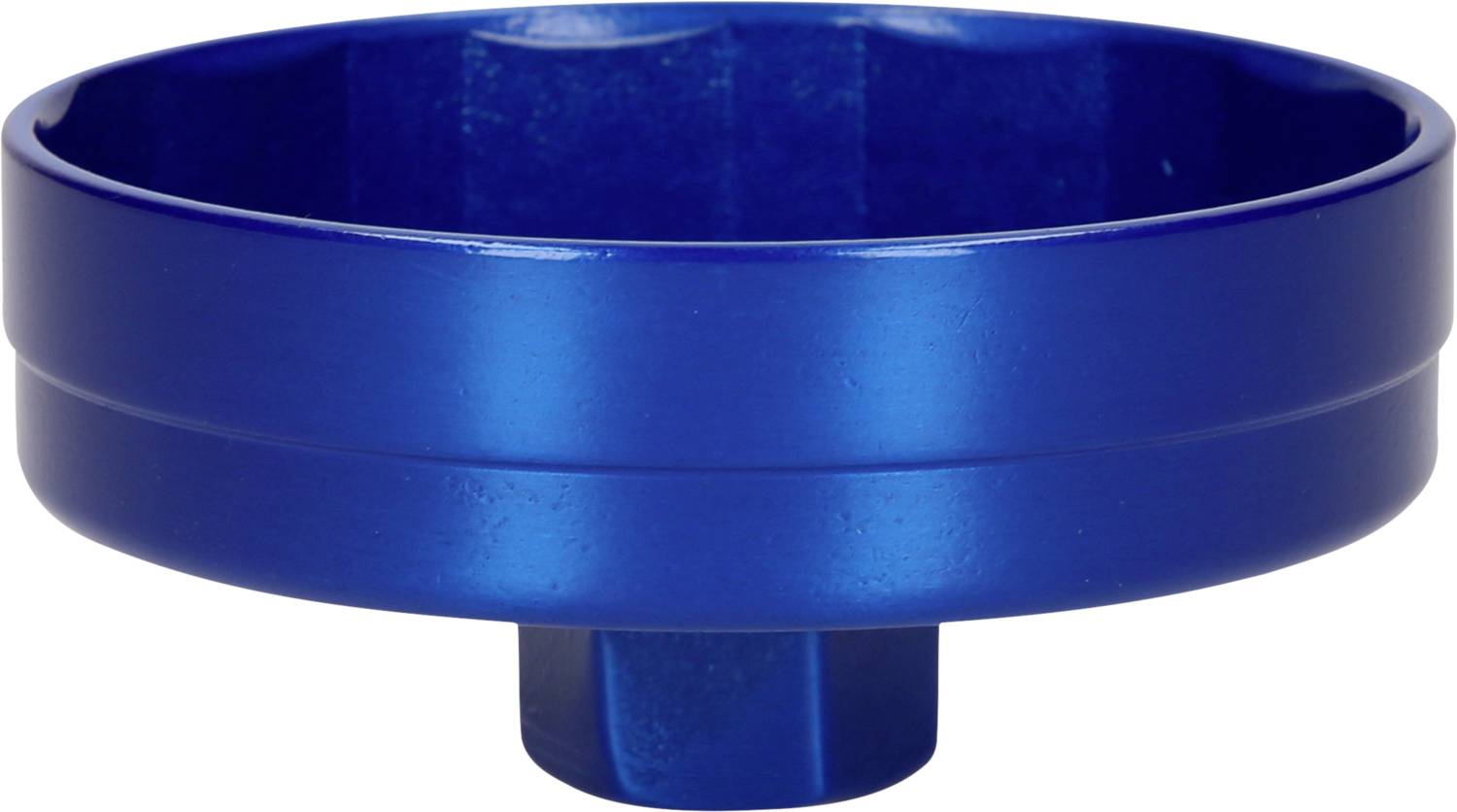 Blauwe ronde metalen kap, geschikt voor gebruik als oliefiltergereedschap in automobielapplicaties.