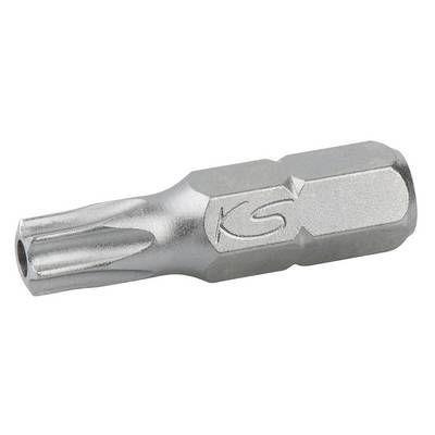 Een zilveren Torx-bit-opzetstuk met de gravure 'K'.