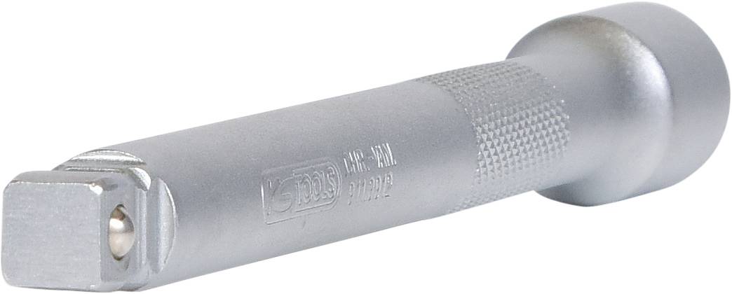 Een zilveren steeksleuteladapter met een geprofileerde grijpzone voor een betere grip, geschikt voor verschillende steeksleutelformaten.